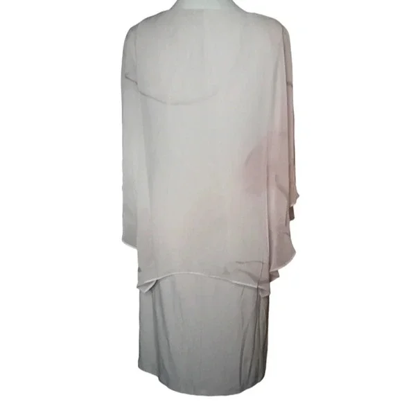 Frank Lyman Montreal Blush Pink Shift Dress Chiffon Overlay Size 6 NWT - Picture 4 of 8
